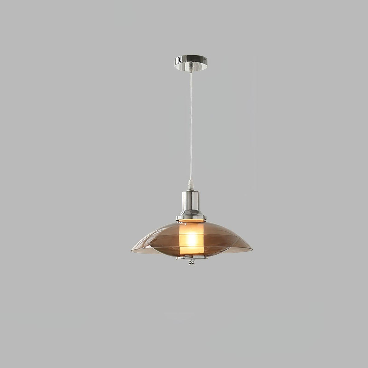 Flying Saucer Chrome Pendant Light Model B ∅ 11.8″ x H 11.8″ / Dia 30cm x H 30cm / Chrome & Amber Pendant light