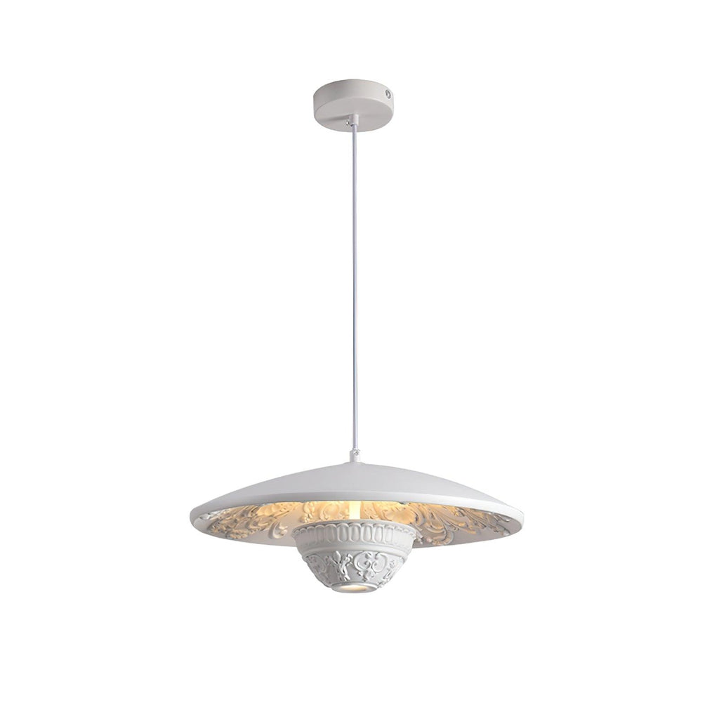 Flying Saucer Resin Pendant Lamp ∅ 13.8″ x H 5.9″ / Dia 35cm x H 15cm / White / Warm Light Pendant light