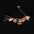 Folio Branch Brass Chandelier ∅ 43.3″ x W 20.5″ x H 11.8″ / Dia 110cm x W 52cm x H 30cm / Brass & Clear Pendant light