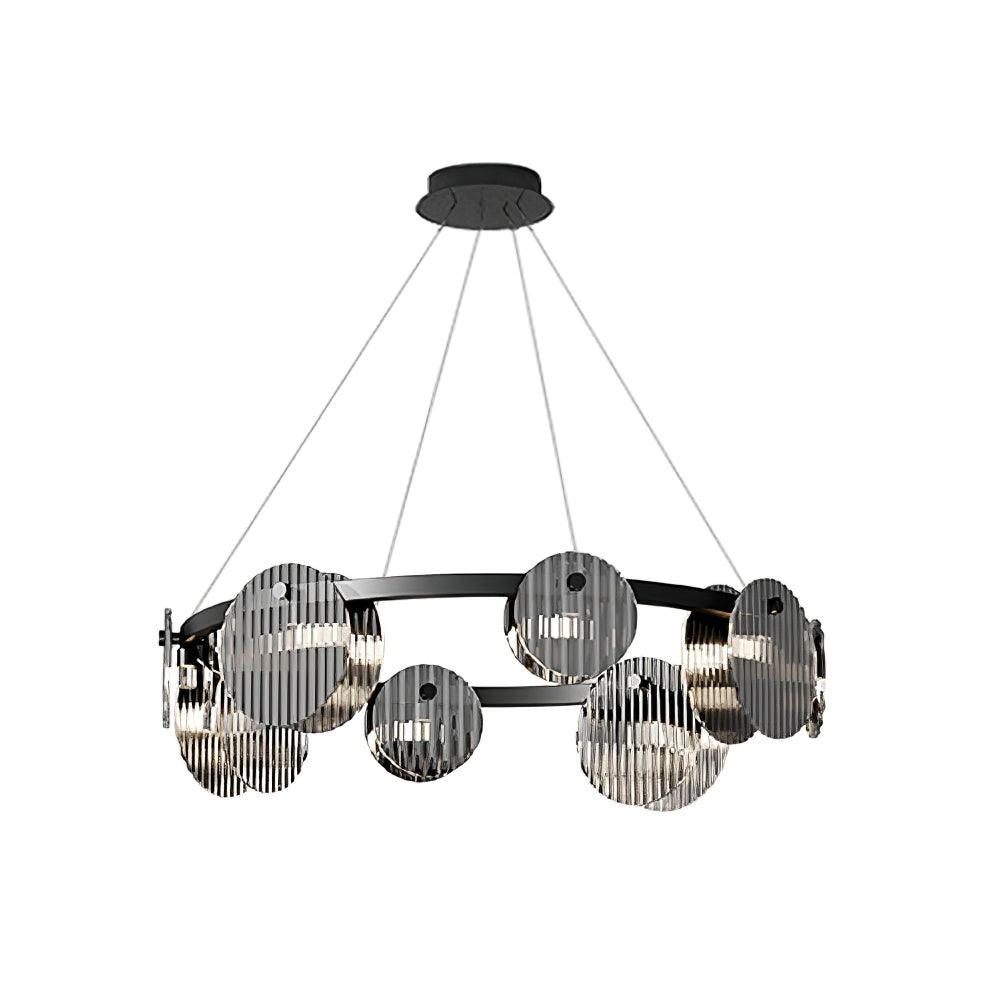 Foliole Chandelier 6 heads ∅ 15.7″ x H 59″ / Dia 40cm x H 150cm / Black / Warm Light Chandelier