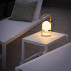 Portable Glass Charging Table Lamp ∅ 8.3″ x H 20.9″ / Dia 21cm x H 53cm / White / Charge Table lamp