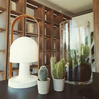 Portable Glass Charging Table Lamp ∅ 8.3″ x H 20.9″ / Dia 21cm x H 53cm / White / Charge Table lamp