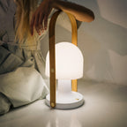 Portable Glass Charging Table Lamp ∅ 8.3″ x H 20.9″ / Dia 21cm x H 53cm / White / Charge Table lamp