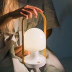 Portable Glass Charging Table Lamp ∅ 8.3″ x H 20.9″ / Dia 21cm x H 53cm / White / Charge Table lamp