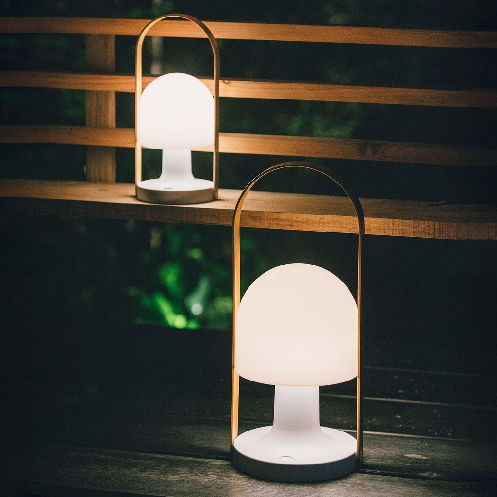 Portable Glass Charging Table Lamp ∅ 8.3″ x H 20.9″ / Dia 21cm x H 53cm / White / Charge Table lamp