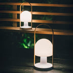 Portable Glass Charging Table Lamp ∅ 8.3″ x H 20.9″ / Dia 21cm x H 53cm / White / Charge Table lamp