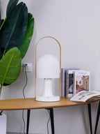 Portable Glass Charging Table Lamp ∅ 8.3″ x H 20.9″ / Dia 21cm x H 53cm / White / Charge Table lamp