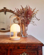 Portable Glass Charging Table Lamp ∅ 8.3″ x H 20.9″ / Dia 21cm x H 53cm / White / Charge Table lamp