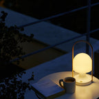 Portable Glass Charging Table Lamp ∅ 8.3″ x H 20.9″ / Dia 21cm x H 53cm / White / Charge Table lamp