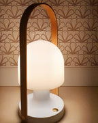 Portable Glass Charging Table Lamp ∅ 8.3″ x H 20.9″ / Dia 21cm x H 53cm / White / Charge Table lamp