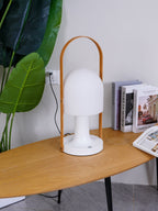 Portable Glass Charging Table Lamp ∅ 8.3″ x H 20.9″ / Dia 21cm x H 53cm / White / Charge Table lamp