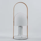 Portable Glass Charging Table Lamp ∅ 8.3″ x H 20.9″ / Dia 21cm x H 53cm / White / Charge Table lamp