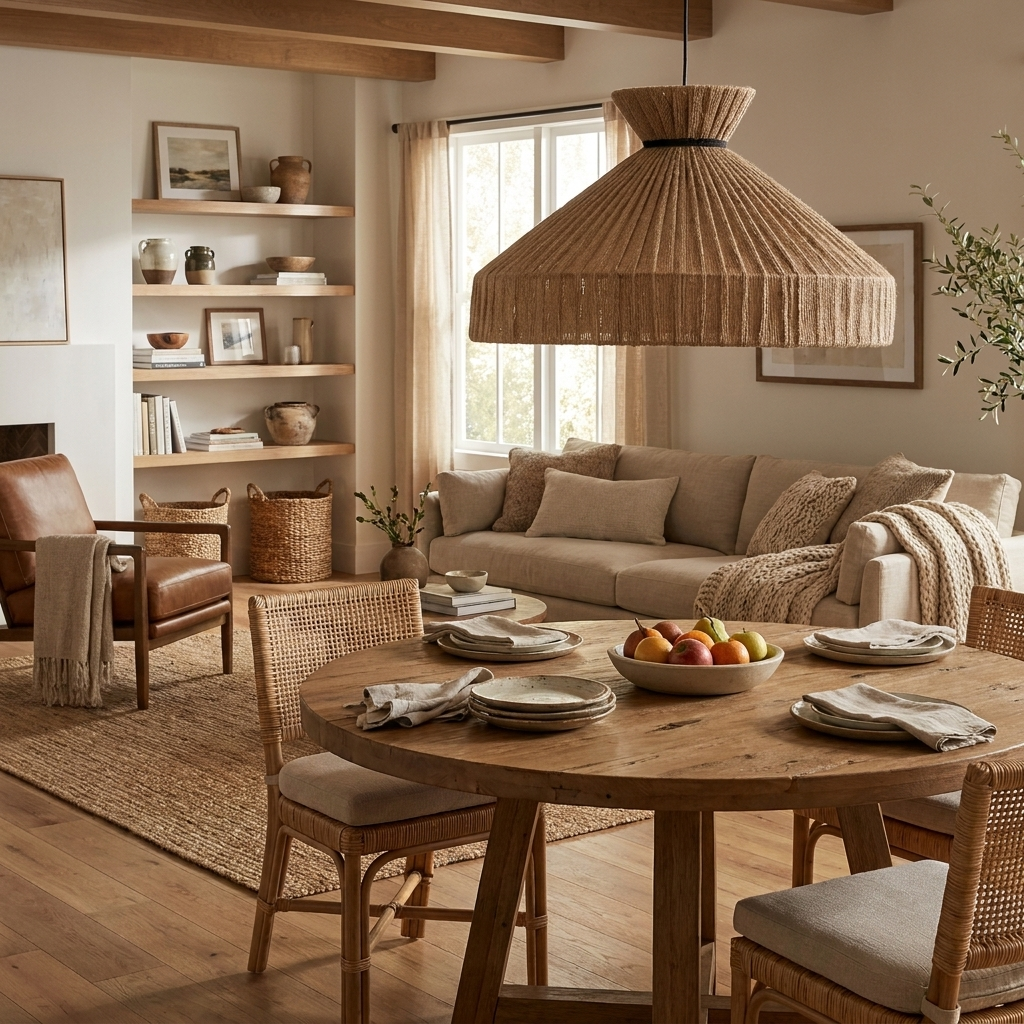 Bellflower Fluted Jute Pendant Lamp