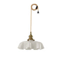 French Flower Pendant Swag Light ? 9.8″ x H 5.1″ / Dia 25cm x H 13cm / Brass ＆ White / US Plug Pendant light
