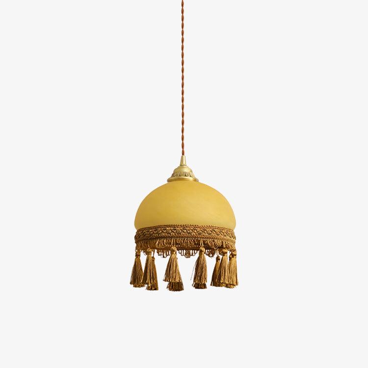 French Tassels Brass Pendant Light ∅ 7.9″ x H 9.4″ / Dia 20cm x H 24cm / Yellow + Brown Pendant light