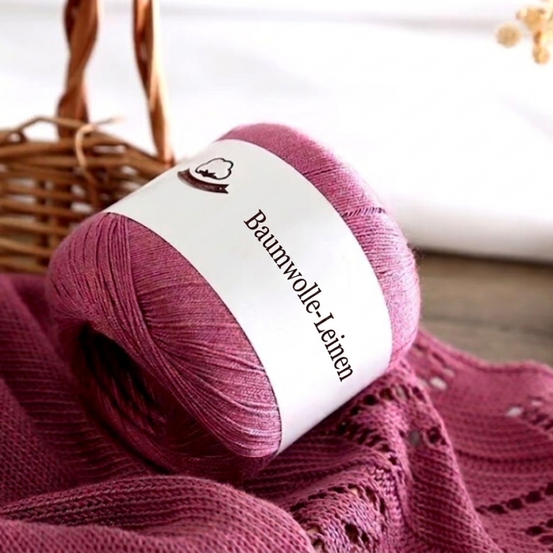 Baumwolle-Leinen-Garn zum Häkeln & Stricken – 0,5kg Knäuel – 1,5mm Stärke – Atmungsaktiv & Hautfreundlich