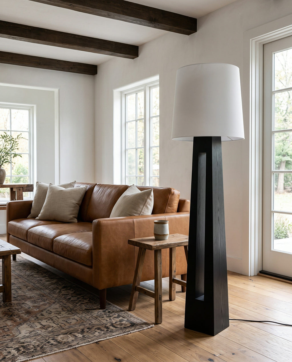 Geometric Wood Floor Lamp