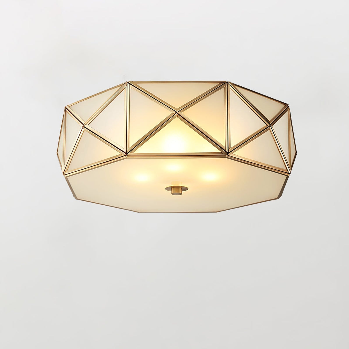 Geometric Shaped Flush Ceiling Light ∅ 17.7″ x H 4.7″ / Brass Ceiling lamp