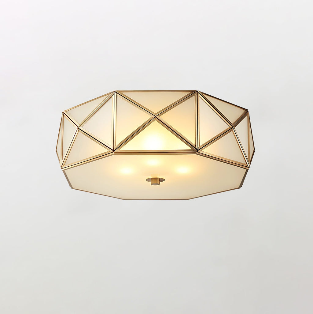 Geometric Shaped Flush Ceiling Light ∅ 13.8″ x H 4.7″ / Brass Ceiling lamp