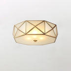 Geometric Shaped Flush Ceiling Light ∅ 13.8″ x H 4.7″ / Brass Ceiling lamp