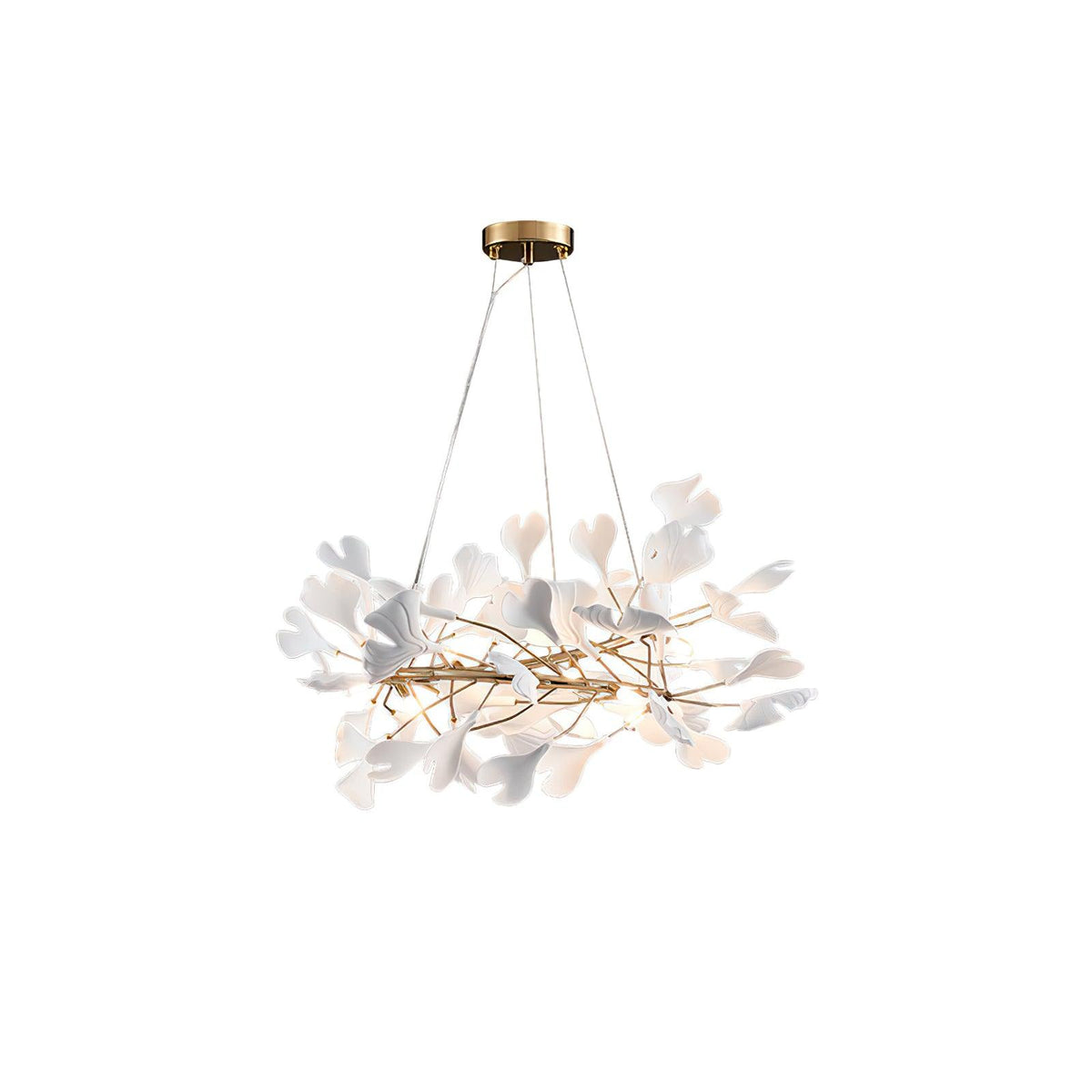 Gingko Chandelier U ∅ 23.6″ x H 11.8″ / Dia 60cm x H 30cm / White + gold Chandelier