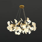 Gingko Chandelier O ∅ 23.6″ x H 11.8″ / Dia 60cm x H 30cm / Gold + White Chandelier
