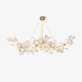Gingko Chandelier K L 39.3″ x W 17.7″ x H 59″ / L 100cm x W 45cm x H 150cm / Gold & White Chandelier