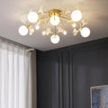 Ginkgo Glass Ceiling Lamp 6 + 5 heads ∅ 39.4″ x H 11.8″ / Dia 100cm x H 30cm / Gold Ceiling lamp