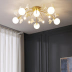 Ginkgo Glass Ceiling Lamp 6 + 5 heads ∅ 39.4″ x H 11.8″ / Dia 100cm x H 30cm / Gold Ceiling lamp