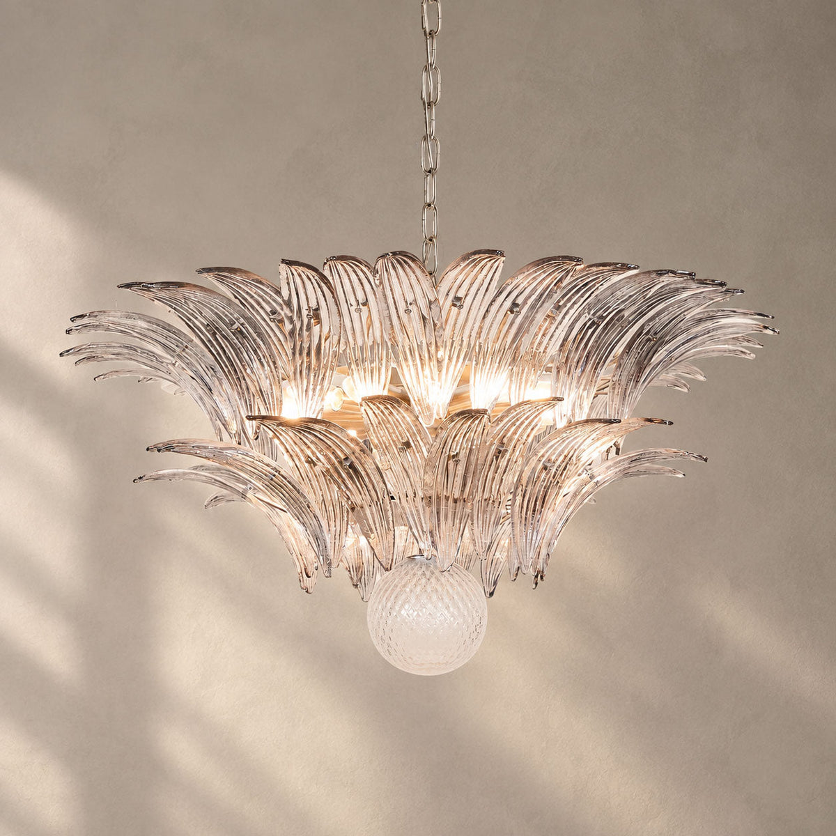 Glass Palmette Transparent Chandelier
