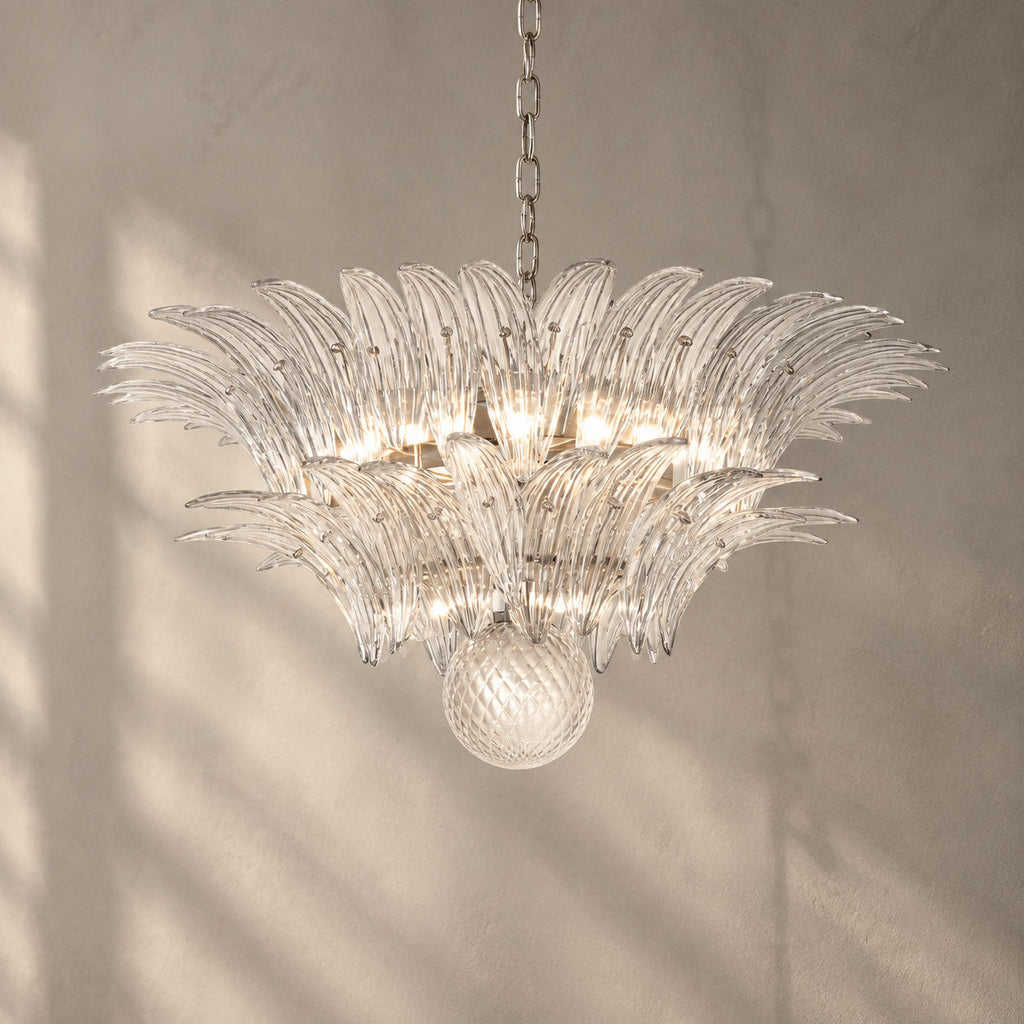 Glass Palmette Transparent Chandelier