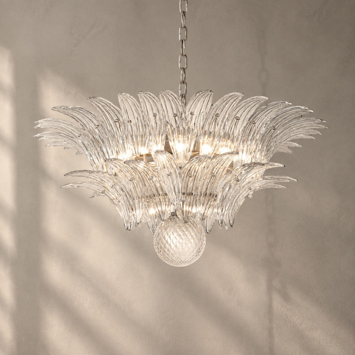 Glass Palmette Transparent Chandelier
