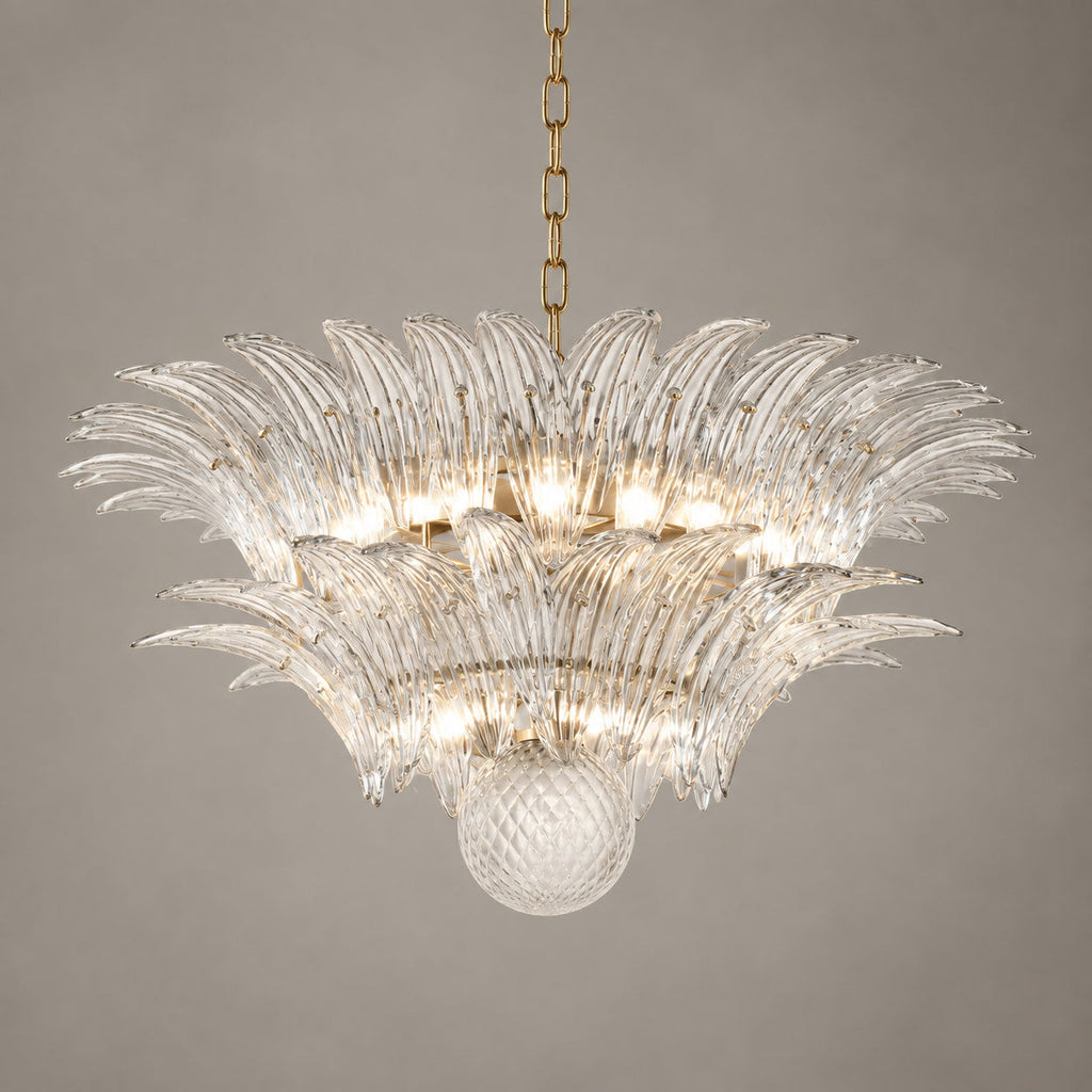 Glass Palmette Transparent Chandelier
