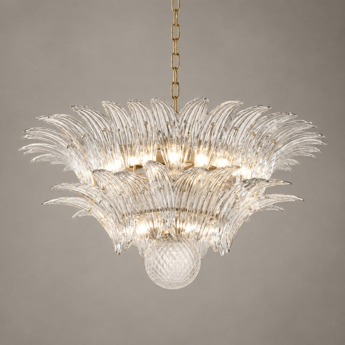 Glass Palmette Transparent Chandelier