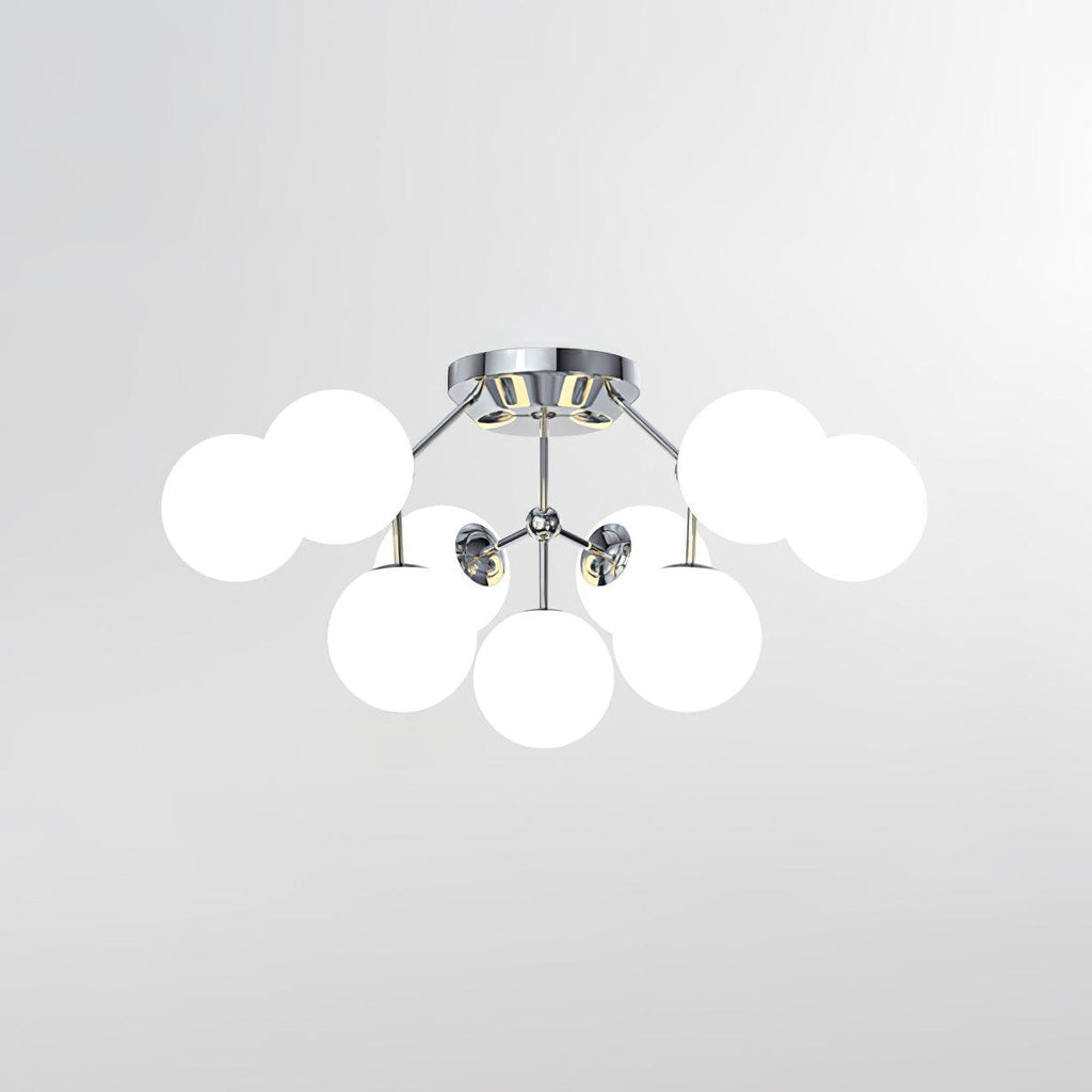 Glass Balls Cluster Ceiling Lamp 9 Lamps ∅ 33.1″ x H 13.4″ / Dia 84cm x H 34cm / Chrome & White Ceiling lamp