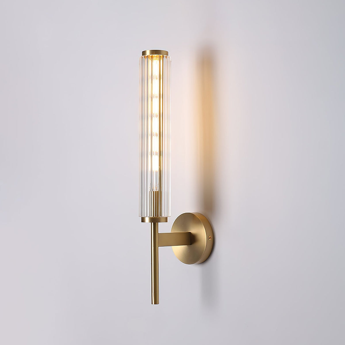 Glass Linear Brass Wall Light ∅ 2.4″ x H 18.5″ / Brass / Warm Light Wall lamp