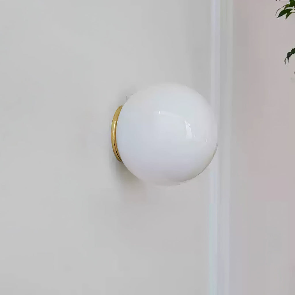 Glass Mini Orb Wall Lamp ∅ 5.9″ x H 5.9″ / Brass & White Wall lamp