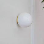 Glass Mini Orb Wall Lamp ∅ 5.9″ x H 5.9″ / Brass & White Wall lamp