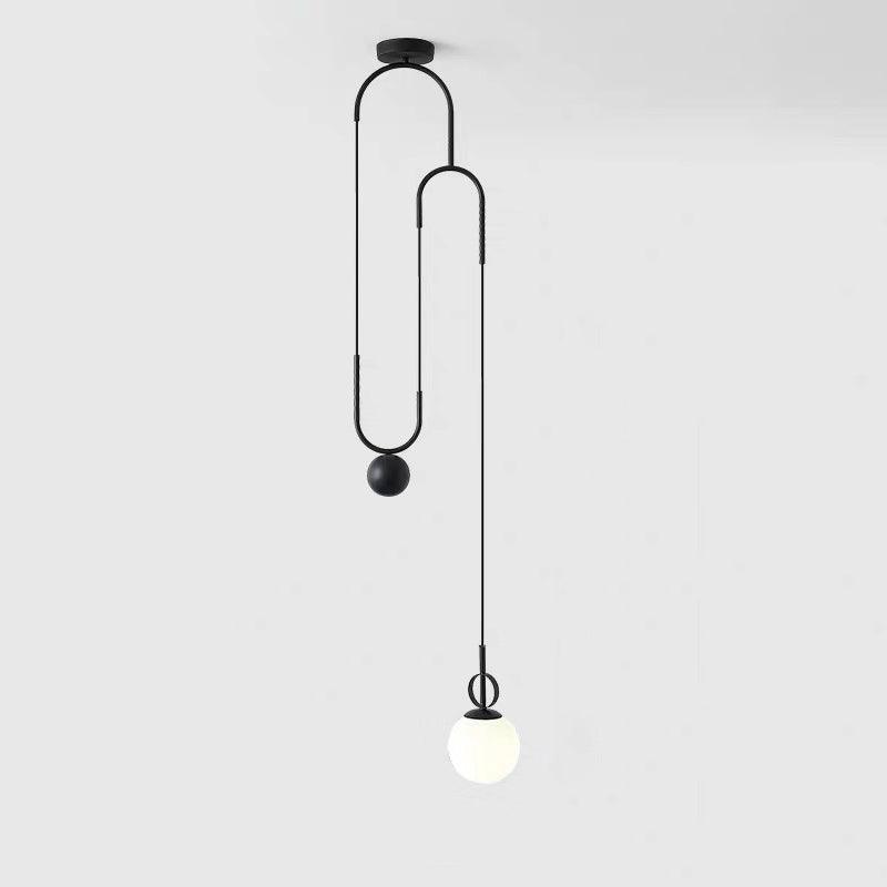 Glass Ball Pendant Lamp ∅ 13.8″ x H 46.5″ / Dia 35cm x H 118cm / Black Pendant light