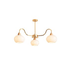 Glass Persimmon Chandelier 3 Lamps ∅ 22.8″ x H 13.4″ / Dia 58cm x H 34cm / Gold & White glass Chandelier