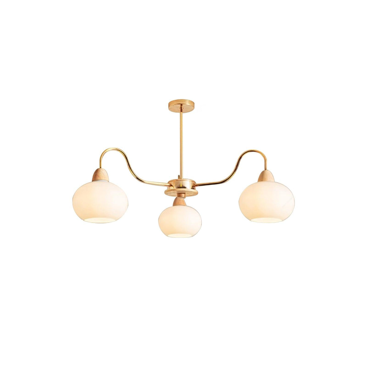 Glass Persimmon Chandelier 3 Lamps ∅ 22.8″ x H 13.4″ / Dia 58cm x H 34cm / Gold & White glass Chandelier