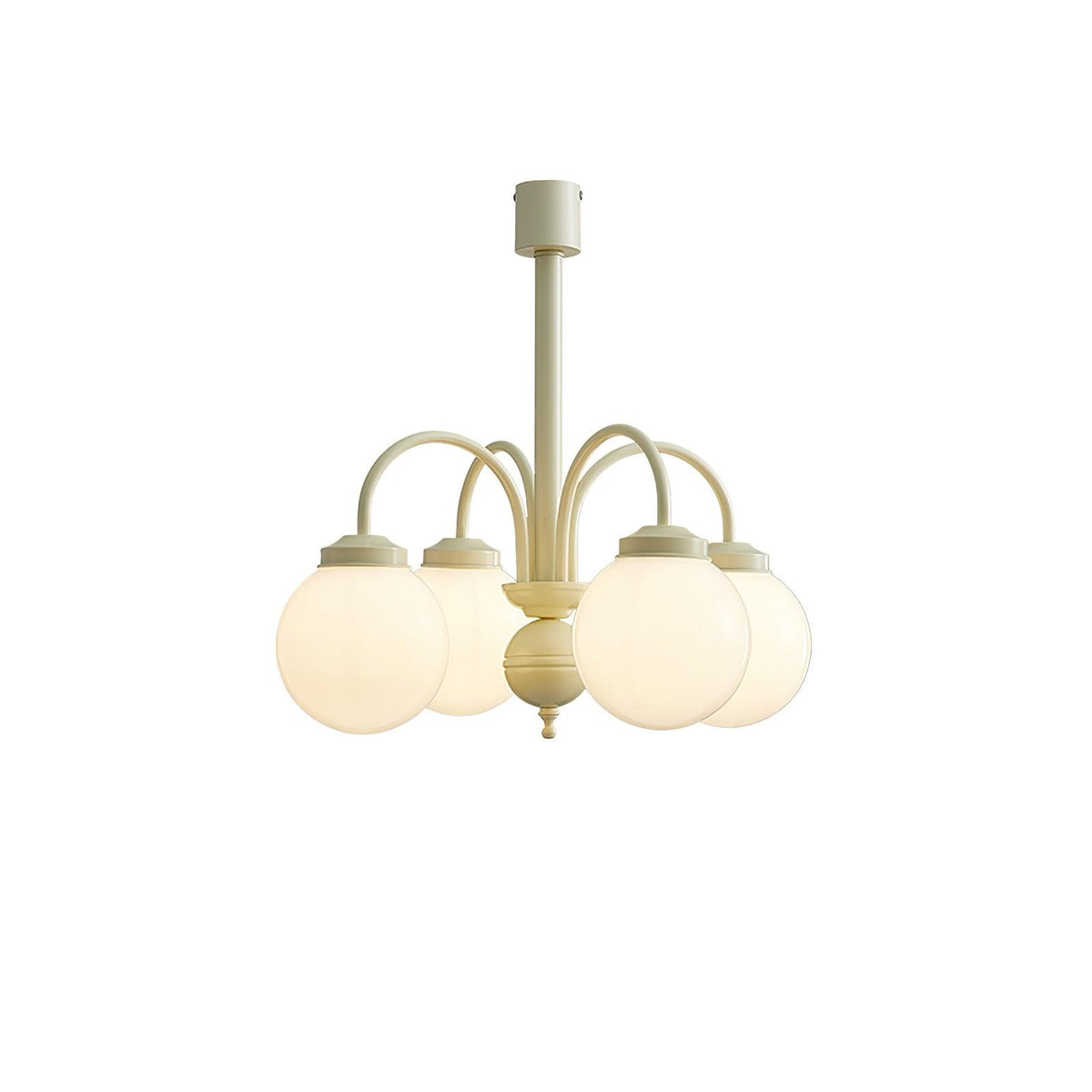 Cream Glass Sphere Chandelier 4 heads ∅ 19.7″ x H 19.7″ / Dia 50cm x H 50cm / Creamy & White Chandelier