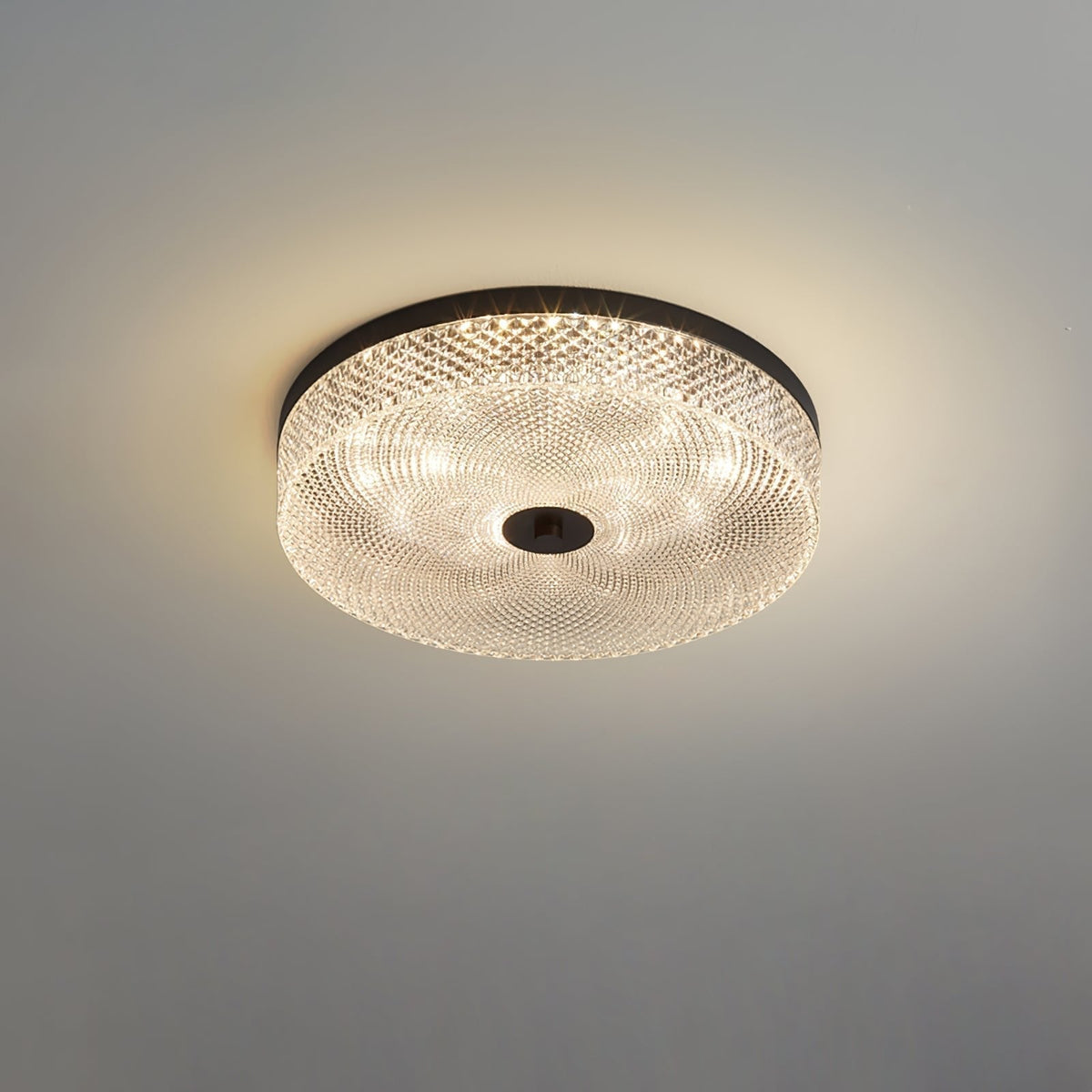 Glimmering Striped Ceiling Light ∅ 13.8″ x H 3.1″ / Dia 35cm x H 8cm / Black / Warm Light Ceiling lamp