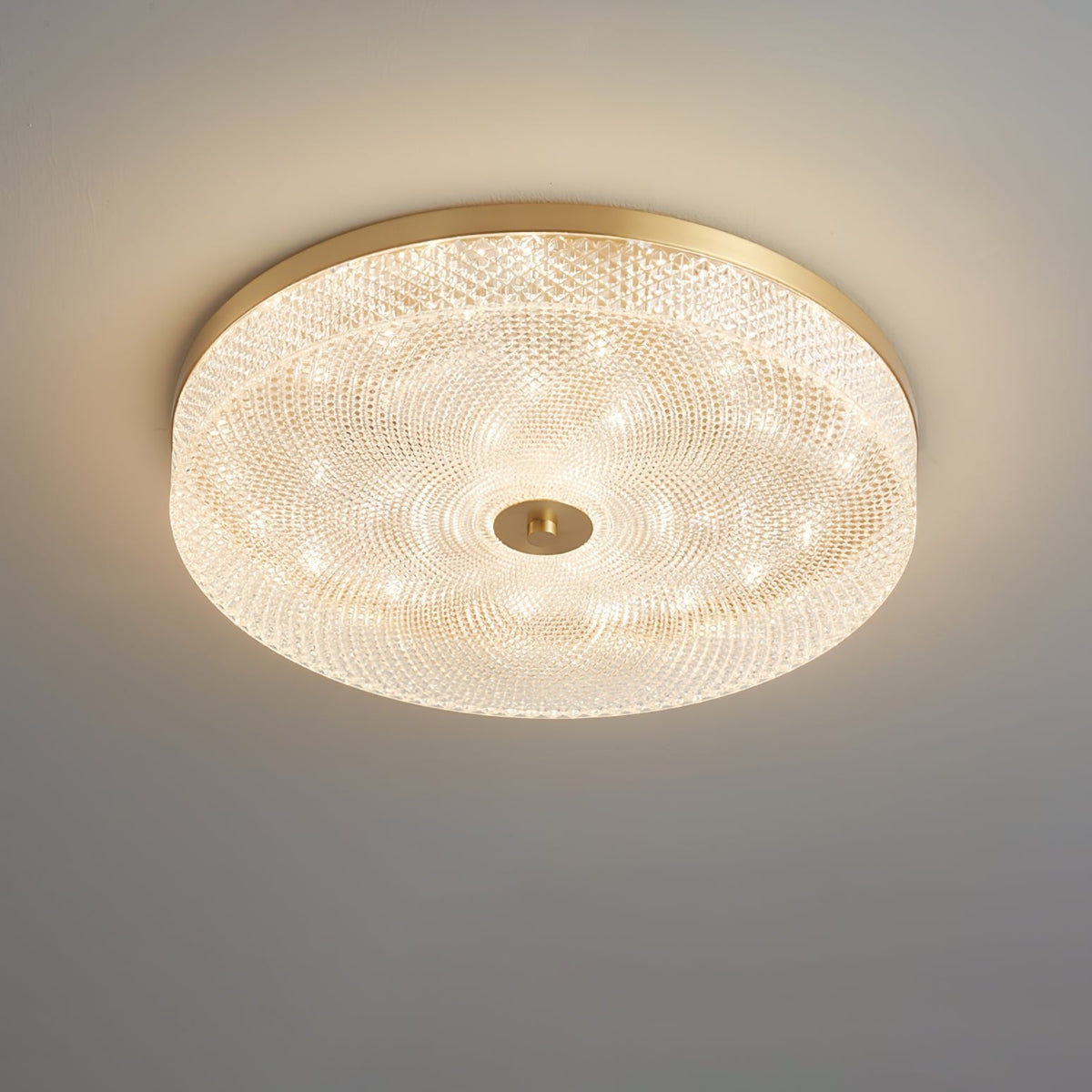 Glimmering Striped Ceiling Light ∅ 17.7″ x H 3.1″ / Dia 45cm x H 8cm / Brass / Warm Light Ceiling lamp