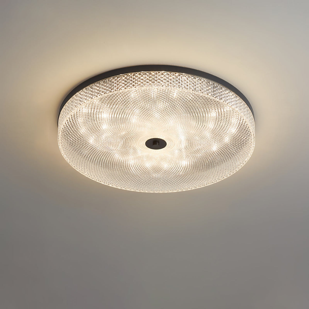 Glimmering Striped Ceiling Light ∅ 21.7″ x H 3.1″ / Dia 55cm x H 8cm / Black / Warm Light Ceiling lamp