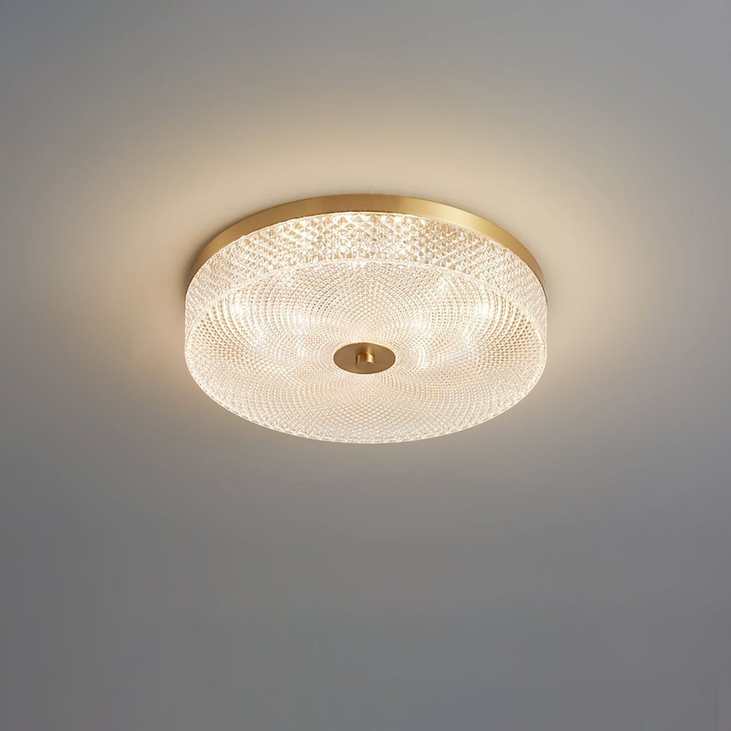 Glimmering Striped Ceiling Light ∅ 13.8″ x H 3.1″ / Dia 35cm x H 8cm / Brass / Warm Light Ceiling lamp
