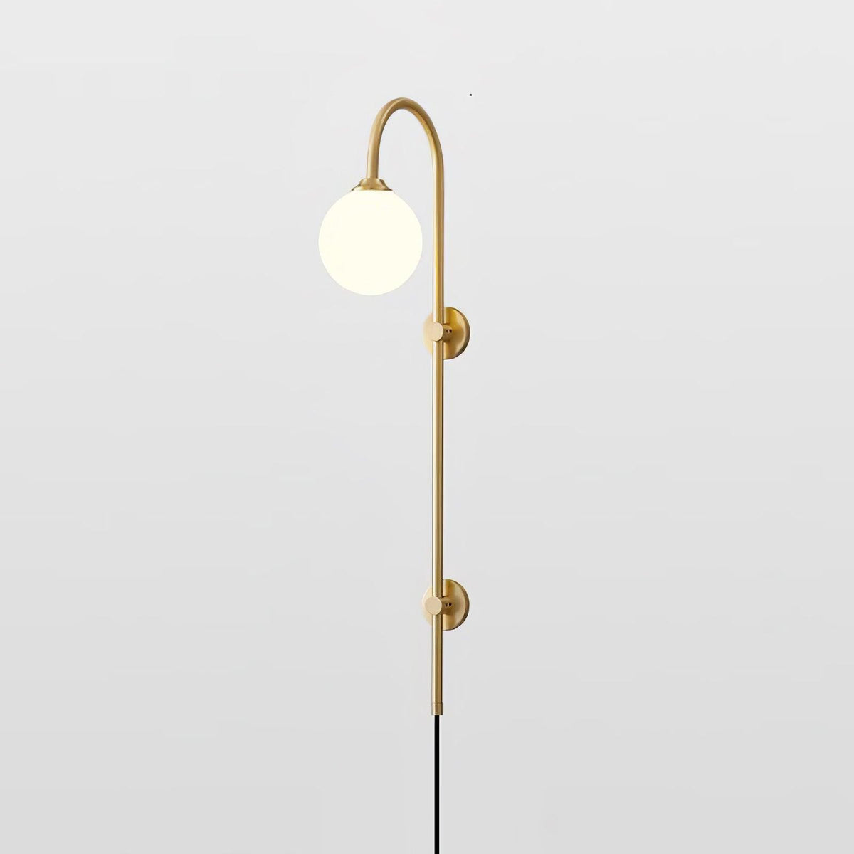 Globe Brass Plug-in Wall Sconce ? 4.7″ x H 23.6″ / Dia 12cm x H 60cm / Gold & White / US Plug Wall lamp