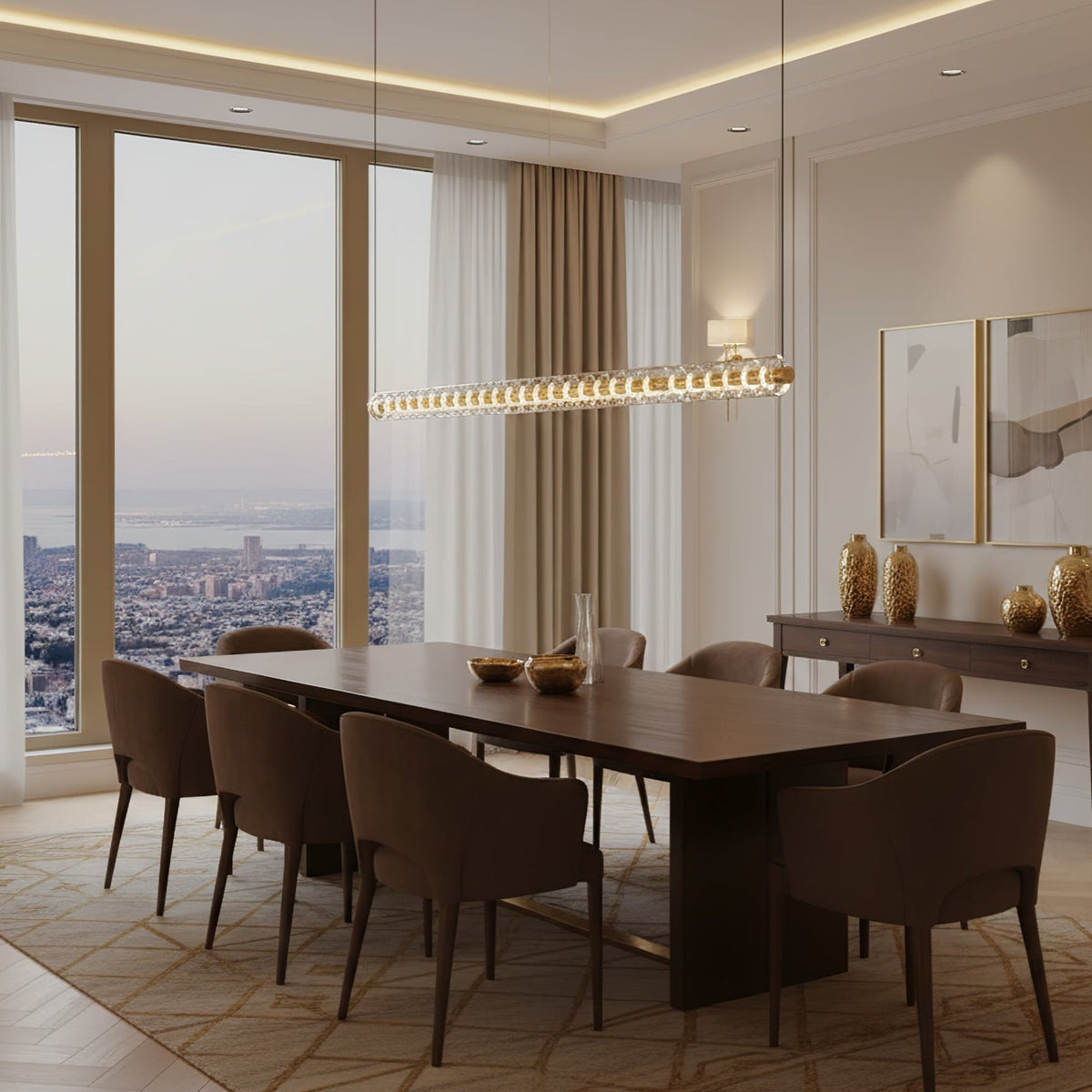 Golden Grid Linear Pendant Lamp