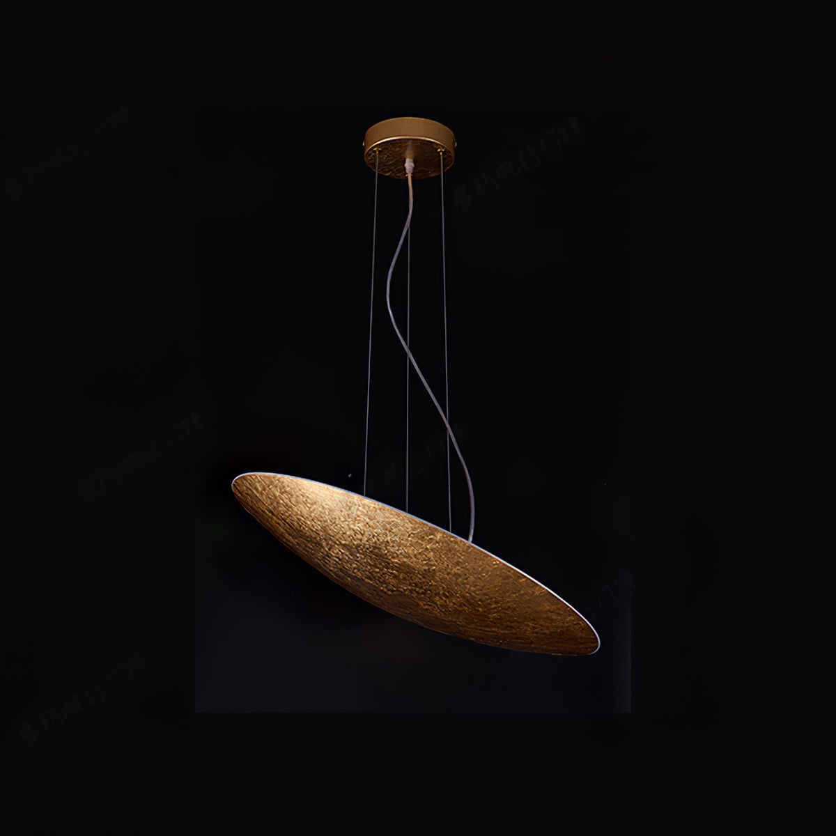 Gong Pendant Lamp ∅ 11.8″ x H 59.1″ / Gold foil / Warm Light Pendant light