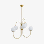 Gooseneck Chandelier ? 30″ x H 27.6″ / Dia 76cm x H 70cm / Gold & White Chandelier